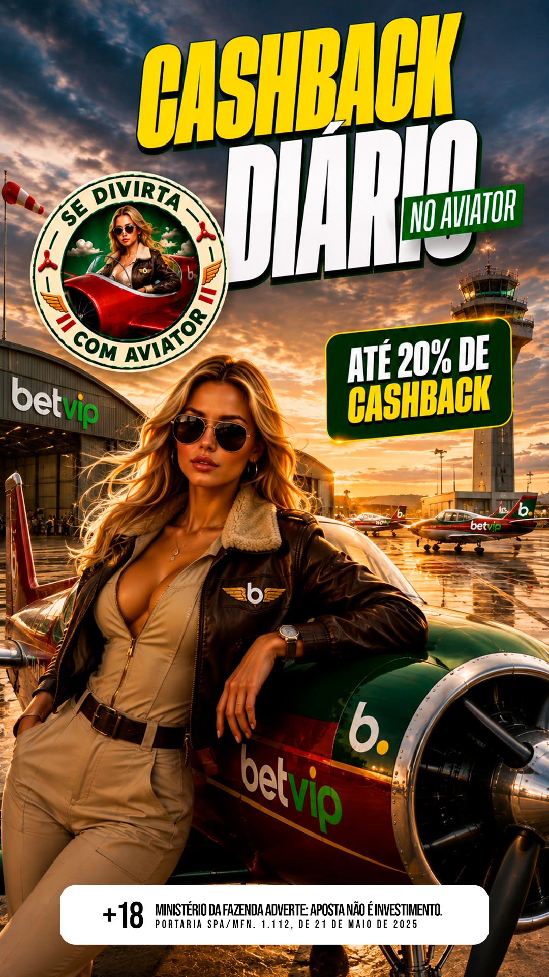 Cashback Diário no Aviator - Até 20% de Cashback BETVIP